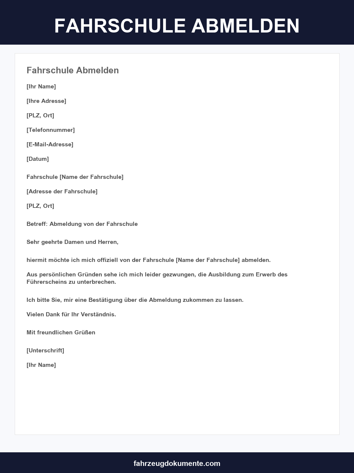 Fahrschule Abmelden