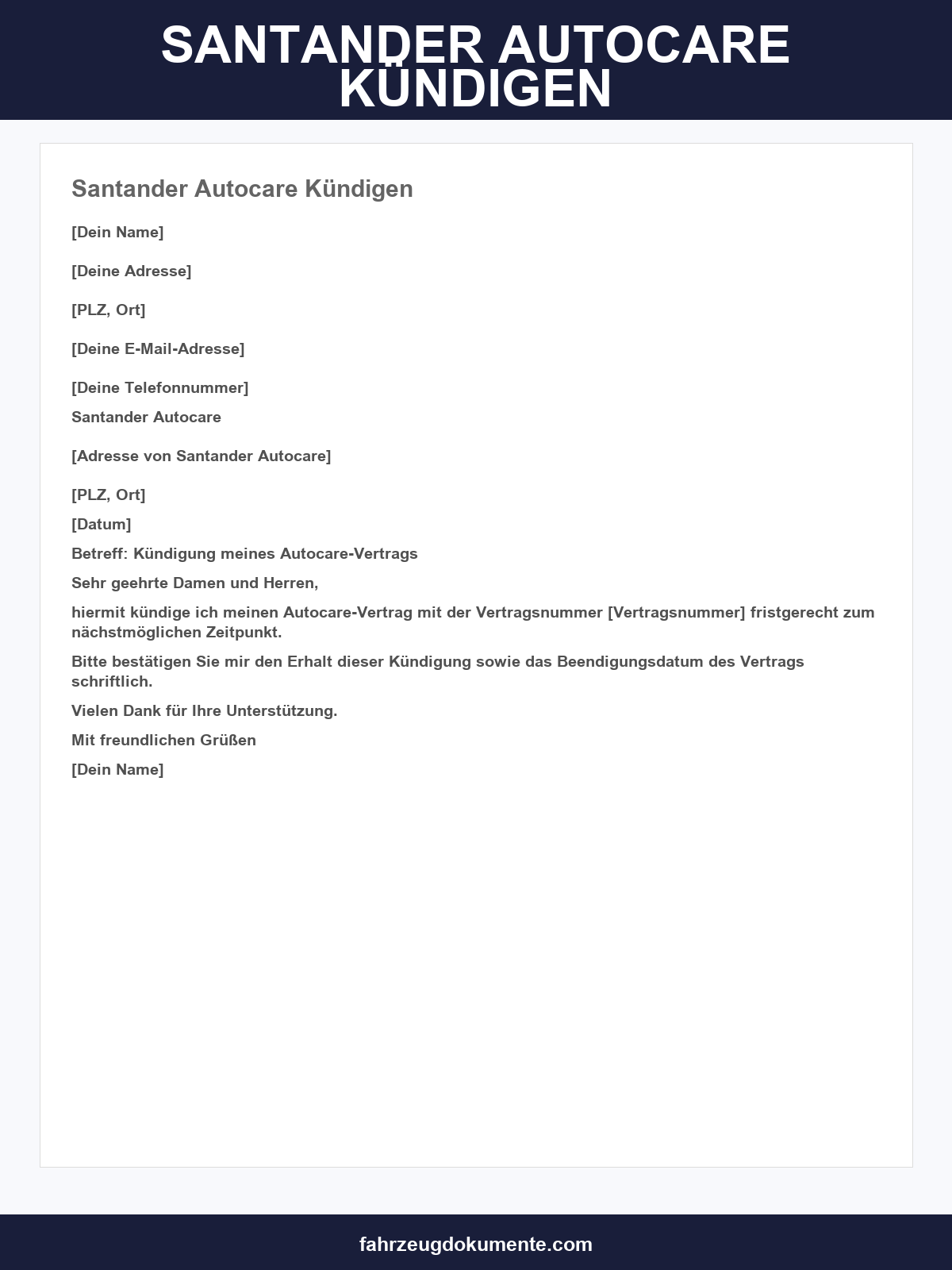 Santander Autocare Kündigen