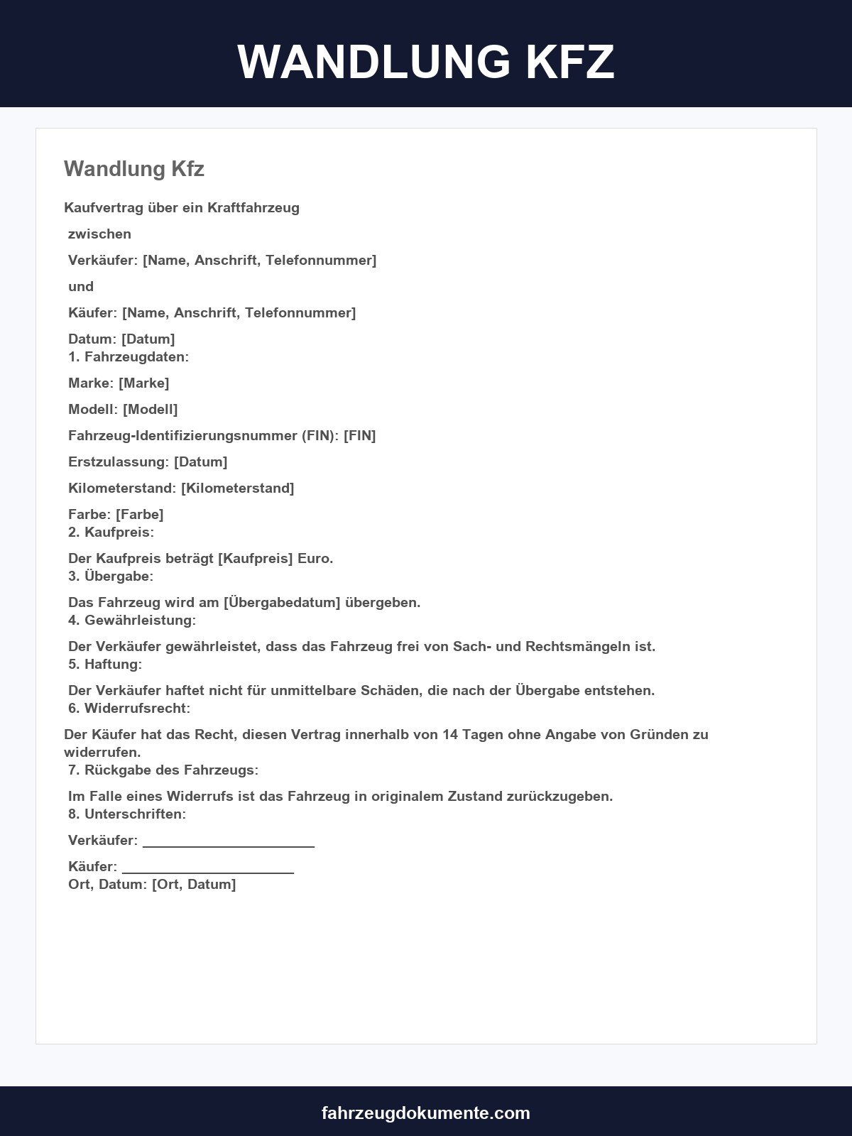 Wandlung Kfz Musterschreiben